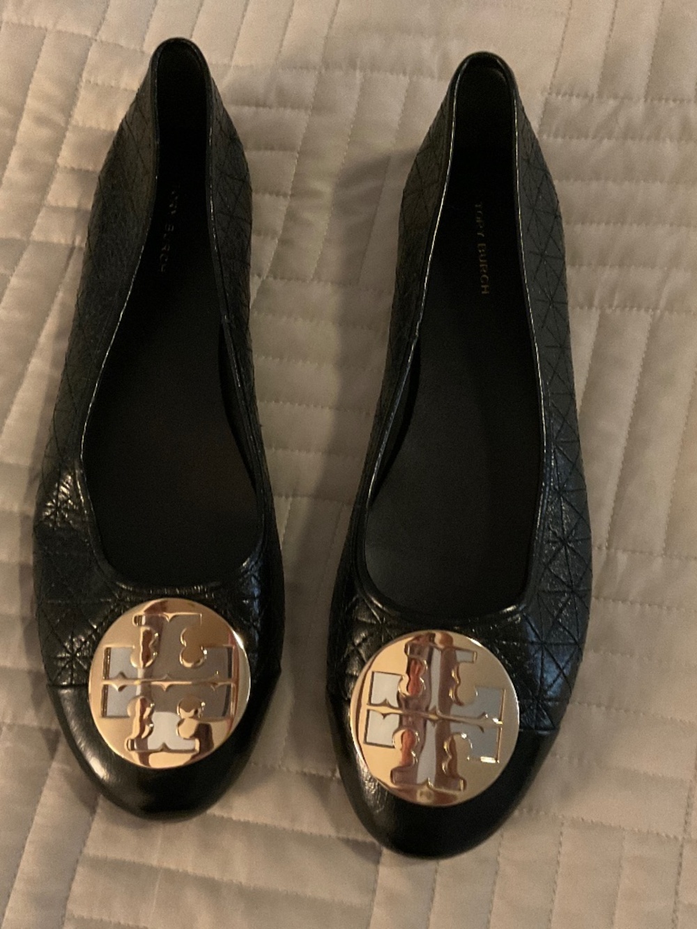 Tory Burch Women’ Claire Quilted Black with Cap Toe